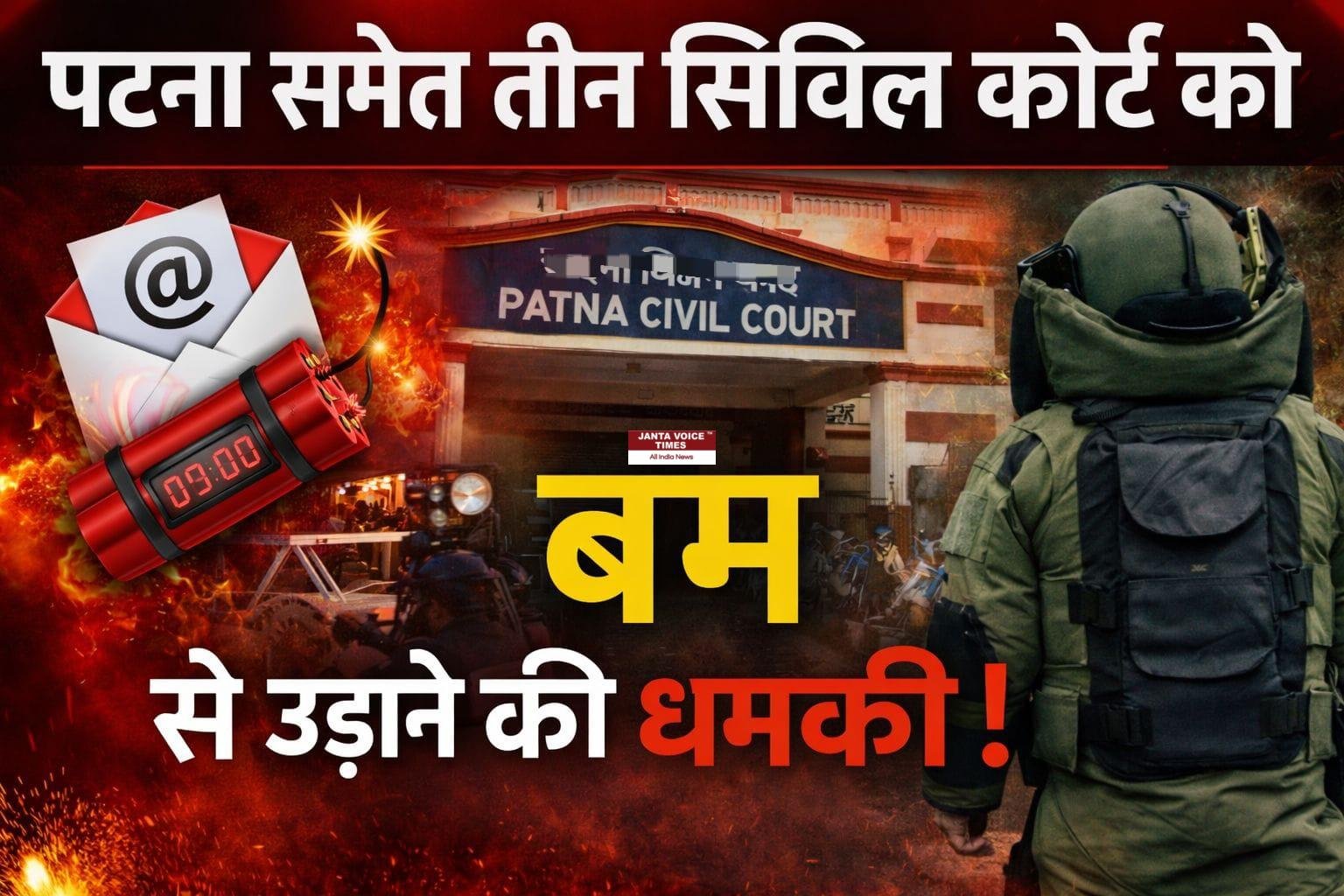 बड़ी खबर: पटना समेत तीन सिविल कोर्ट को ई-मेल से बम से उड़ाने की धमकी, सुरक्षा एजेंसियां अलर्ट