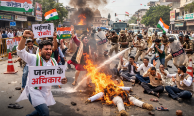 मैहर में कांग्रेस प्रदर्शन के दौरान बड़ा हादसा: ट्रैफिक पुलिस अधिकारी आग की चपेट में